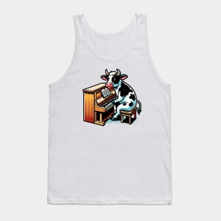 Cow Playing the Piano Tank Top